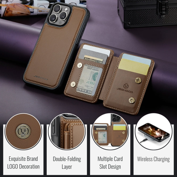 For iPhone 16 Pro Max JEEHOOD J05 Business Magnetic Style RFID Leather Phone Case(Brown) - iPhone 16 Pro Max Cases by JEEHOOD | Online Shopping South Africa | PMC Jewellery | Buy Now Pay Later Mobicred