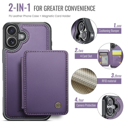 For iPhone 16 JEEHOOD J05 Business Magnetic Style RFID Leather Phone Case(Purple) - iPhone 16 Cases by JEEHOOD | Online Shopping South Africa | PMC Jewellery | Buy Now Pay Later Mobicred