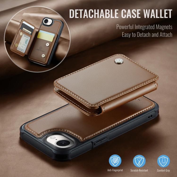 For iPhone 16e JEEHOOD J05 Business Magnetic Style RFID Leather Phone Case(Brown) - free shipping - PMc TechLife - Order now!