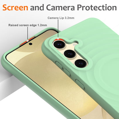 For Samsung Galaxy S25 5G Wave Texture MagSafe Magnetic Liquid Silicone Phone Case(Green) - Galaxy S25 5G Cases by PMC Jewellery | Online Shopping South Africa | PMC Jewellery | Buy Now Pay Later Mobicred