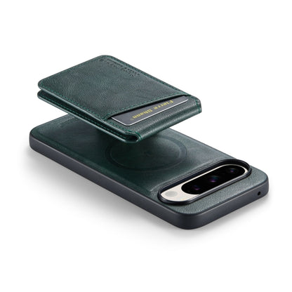 For Google Pixel 9 Pro Fierre Shann Oil Wax Cow Leather Magnetic Card Holder Phone Case(Green) - Google Cases by FIERRE SHANN | Online Shopping South Africa | PMC Jewellery | Buy Now Pay Later Mobicred