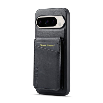 For Google Pixel 9 Fierre Shann Cowhide Vertical Flip Magnetic Card Holder Phone Case(Black) - Google Cases by FIERRE SHANN | Online Shopping South Africa | PMC Jewellery | Buy Now Pay Later Mobicred