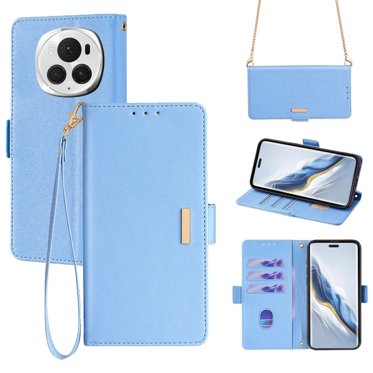 For Honor Magic6 Pro Crossbody Chain Leather Phone Case(Blue) - Honor Cases by PMC Jewellery | Online Shopping South Africa | PMC Jewellery | Buy Now Pay Later Mobicred