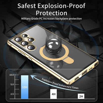 For Samsung Galaxy S24 Ultra 5G MagSafe Magnetic Privacy Frosted Tempered Glass Holder Phone Case(Gold) - Galaxy S24 Ultra 5G Cases by PMC Jewellery | Online Shopping South Africa | PMC Jewellery | Buy Now Pay Later Mobicred