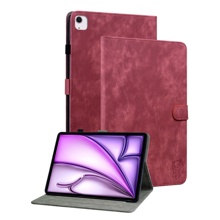 For iPad Air 11 2024 Embossed Tiger Pattern Leather Tablet Case(Red) - iPad Air 11 2024 Cases by PMC Jewellery | Online Shopping South Africa | PMC Jewellery | Buy Now Pay Later Mobicred