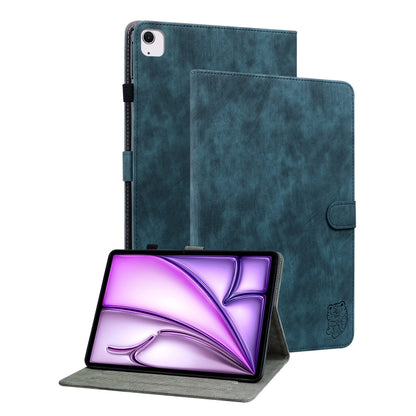 For iPad Air 11 2024 Embossed Tiger Pattern Leather Tablet Case(Dark Blue) - iPad Air 11 2024 Cases by PMC Jewellery | Online Shopping South Africa | PMC Jewellery | Buy Now Pay Later Mobicred