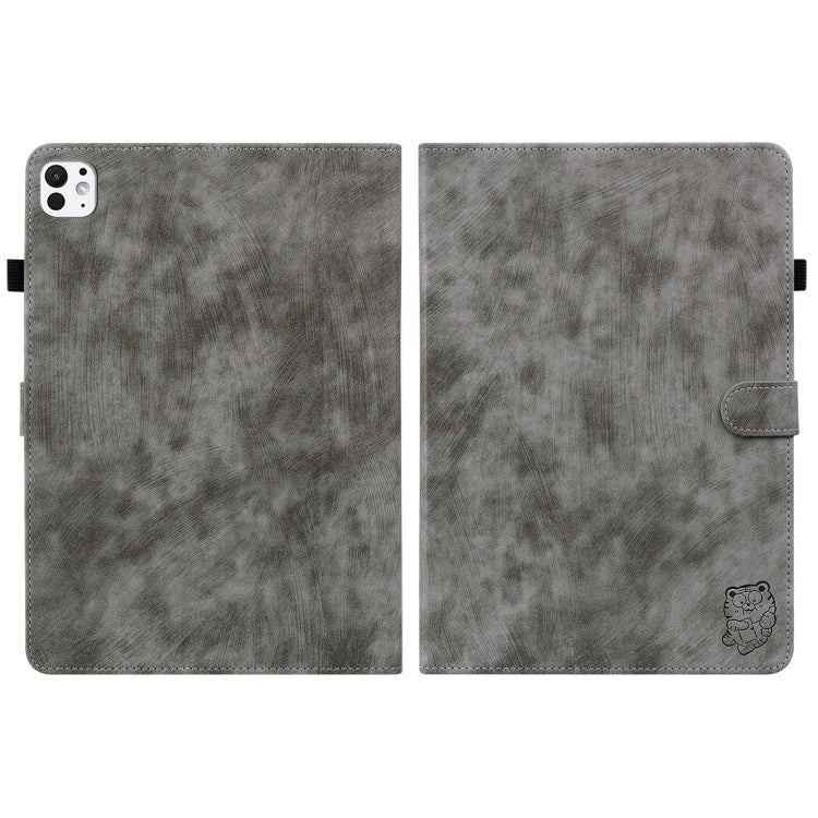 For iPad Pro 11 2024 Embossed Tiger Pattern Leather Tablet Case(Grey) - iPad Pro 11 2024 Cases by PMC Jewellery | Online Shopping South Africa | PMC Jewellery | Buy Now Pay Later Mobicred