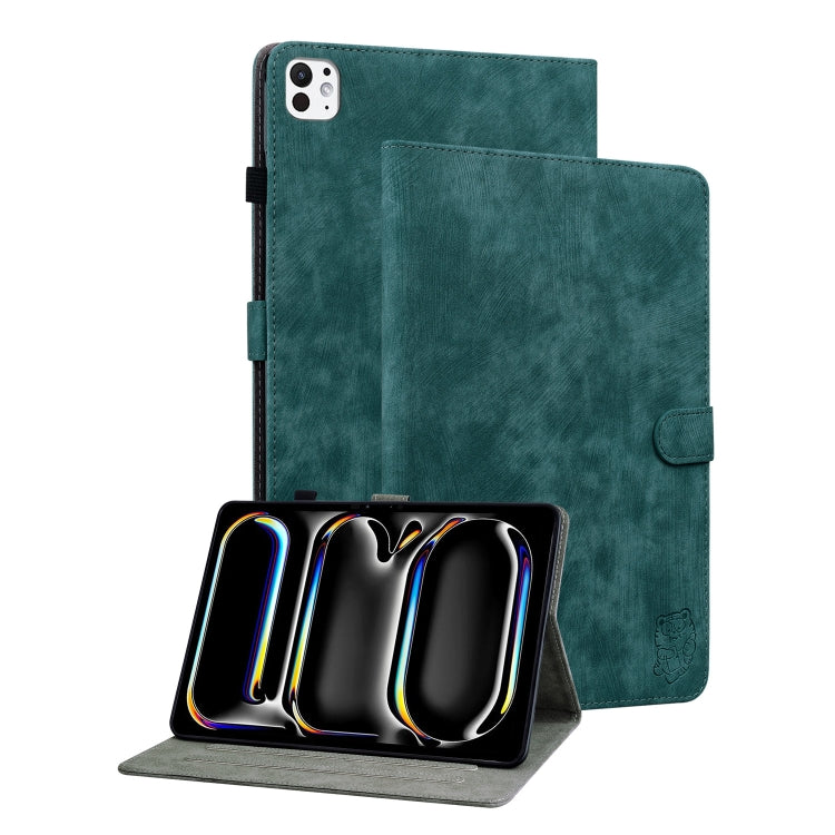 For iPad Pro 11 2024 Embossed Tiger Pattern Leather Tablet Case(Dark Green) - iPad Pro 11 2024 Cases by PMC Jewellery | Online Shopping South Africa | PMC Jewellery | Buy Now Pay Later Mobicred