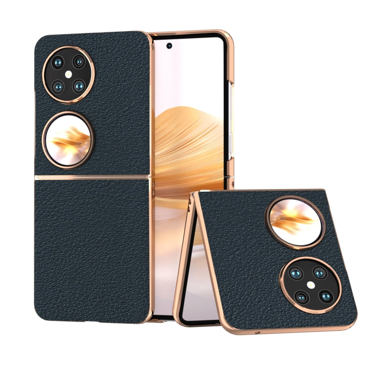 For Huawei Pocket 2 Nano Plating Genuine Leather Wave Series Phone Case(Green) - Huawei Cases by PMC TechLife | Online Shopping South Africa | PMC TechLife | Buy Now Pay Later Mobicred
