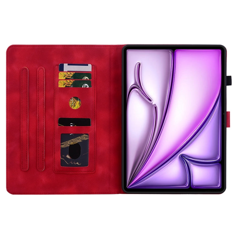 For iPad Air 13 2024 Lily Embossed Leather Smart Tablet Case(Red) - iPad Air 13 2024 Cases by PMC Jewellery | Online Shopping South Africa | PMC Jewellery | Buy Now Pay Later Mobicred