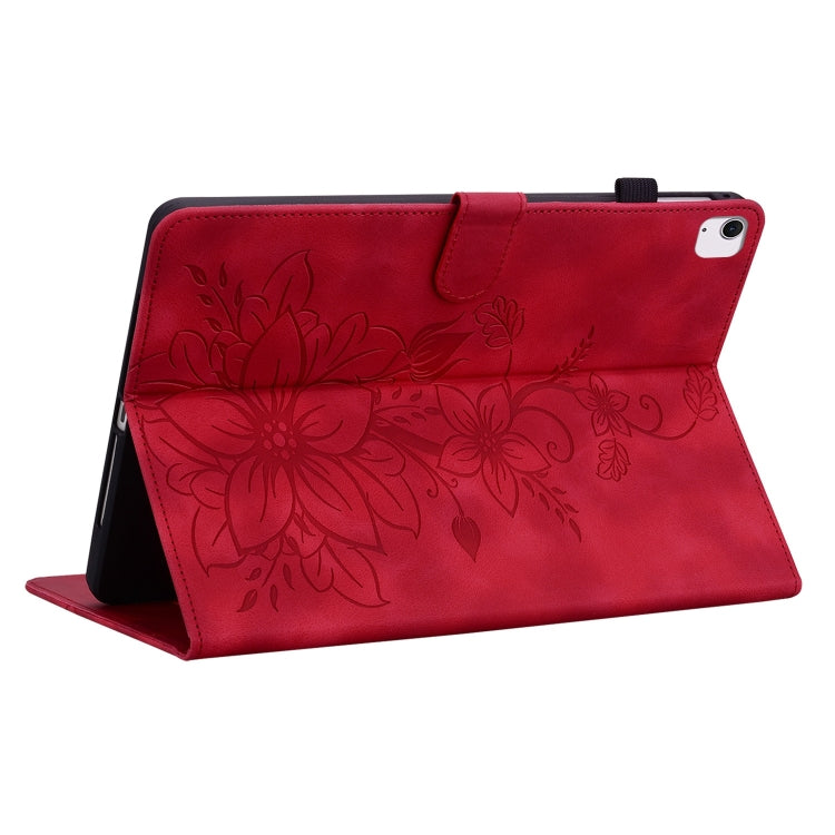 For iPad Air 13 2024 Lily Embossed Leather Smart Tablet Case(Red) - iPad Air 13 2024 Cases by PMC Jewellery | Online Shopping South Africa | PMC Jewellery | Buy Now Pay Later Mobicred