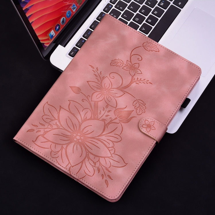 For iPad Pro 11 2024 Lily Embossed Leather Smart Tablet Case(Pink) - iPad Pro 11 2024 Cases by PMC TechLife | Online Shopping South Africa | PMC TechLife | Buy Now Pay Later Mobicred