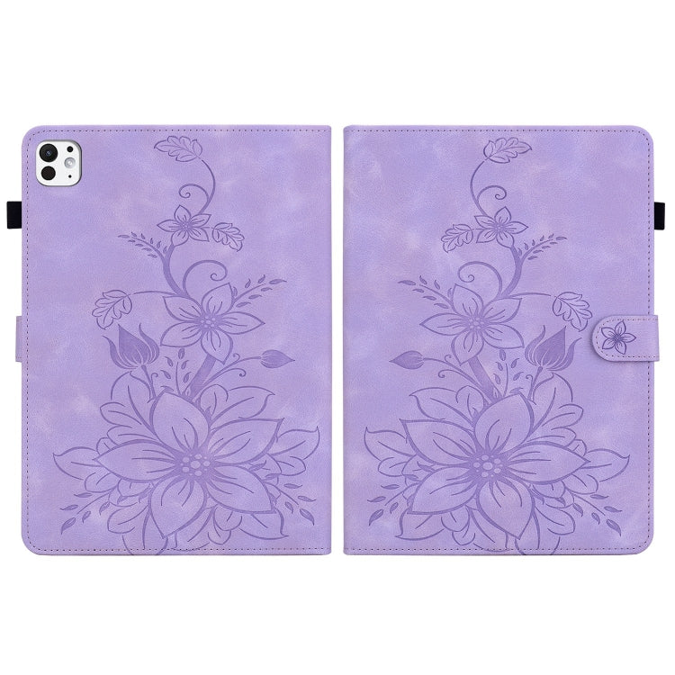 For iPad Pro 11 2024 Lily Embossed Leather Smart Tablet Case(Purple) - iPad Pro 11 2024 Cases by PMC Jewellery | Online Shopping South Africa | PMC Jewellery | Buy Now Pay Later Mobicred