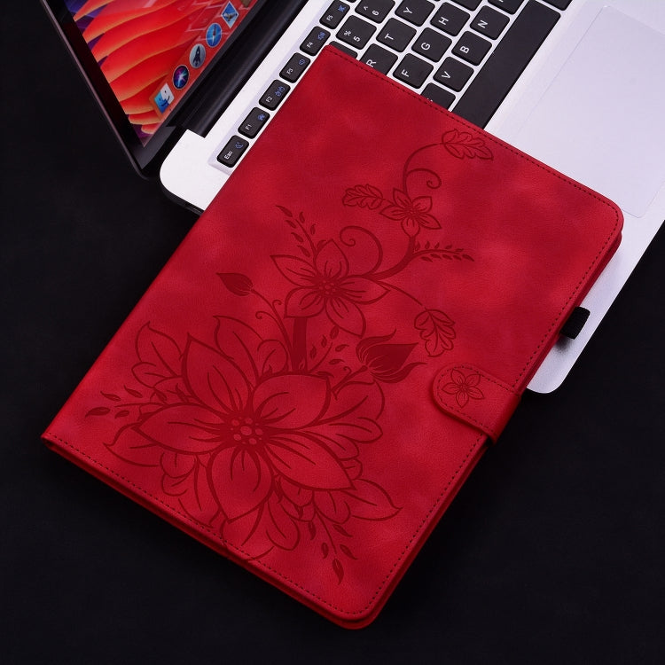 For iPad Pro 11 2024 Lily Embossed Leather Smart Tablet Case(Red) - iPad Pro 11 2024 Cases by PMC Jewellery | Online Shopping South Africa | PMC Jewellery | Buy Now Pay Later Mobicred