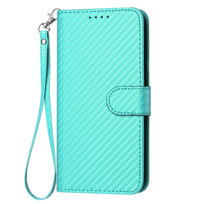 For iPhone SE 2024 YX0070 Carbon Fiber Buckle Leather Phone Case with Lanyard(Light Blue) - More iPhone Cases by PMC Jewellery | Online Shopping South Africa | PMC Jewellery | Buy Now Pay Later Mobicred