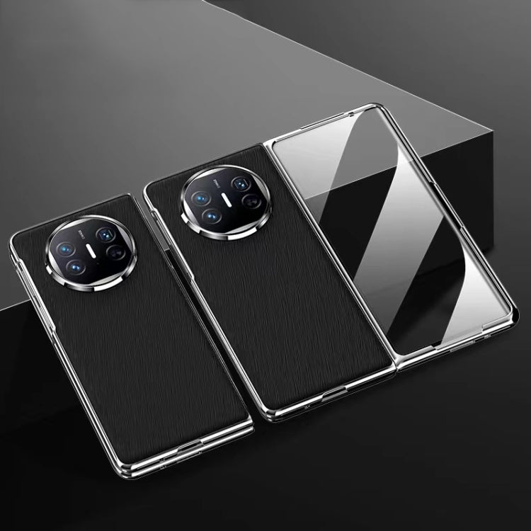 For Huawei Mate X3 Integrated Plating PC Leather Texture Full Coverage Fold Shockproof Phone Case(Black) - Huawei Cases by PMC TechLife | Online Shopping South Africa | PMC TechLife | Buy Now Pay Later Mobicred