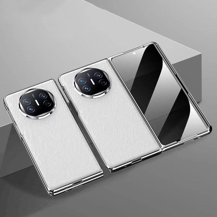 For Huawei Mate X5 Integrated Plating PC Leather Texture Full Coverage Fold Shockproof Phone Case(White) - Huawei Cases by PMC TechLife | Online Shopping South Africa | PMC TechLife | Buy Now Pay Later Mobicred