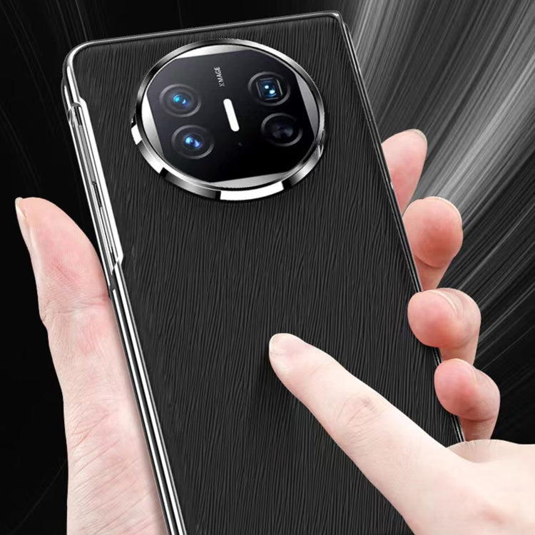 For Huawei Mate X5 Integrated Plating PC Leather Texture Full Coverage Fold Shockproof Phone Case(Black) - Huawei Cases by PMC TechLife | Online Shopping South Africa | PMC TechLife | Buy Now Pay Later Mobicred