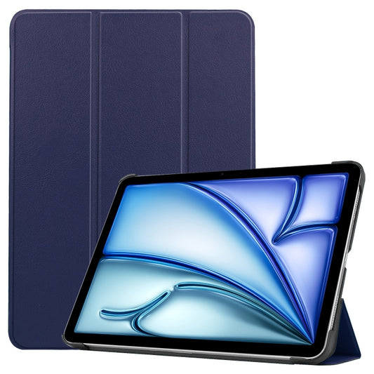 For iPad Air 13 2024 Custer Pure Color 3-Fold Holder Smart Leather Tablet Case(Dark Blue) - iPad Air 13 2024 Cases by PMC Jewellery | Online Shopping South Africa | PMC Jewellery | Buy Now Pay Later Mobicred