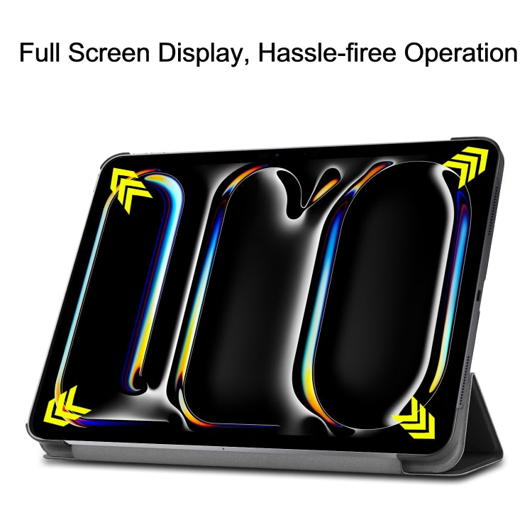 For iPad Pro 13 2024 Custer Pure Color 3-Fold Holder Smart Leather Tablet Case(Black) - iPad Pro 13 2024 Cases by PMC TechLife | Online Shopping South Africa | PMC TechLife | Buy Now Pay Later Mobicred