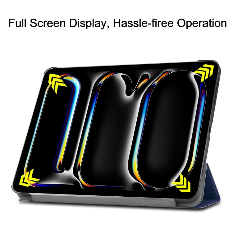 For iPad Pro 13 2024 Custer Pure Color 3-Fold Holder Smart Leather Tablet Case(Dark Blue) - iPad Pro 13 2024 Cases by PMC TechLife | Online Shopping South Africa | PMC TechLife | Buy Now Pay Later Mobicred