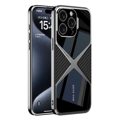 For iPhone 15 Pro Max GKK Leather Electroplating Supersonic Speed Shockproof Phone Case(Carbon Fibre) - iPhone 15 Pro Max Cases by GKK | Online Shopping South Africa | PMC Jewellery | Buy Now Pay Later Mobicred