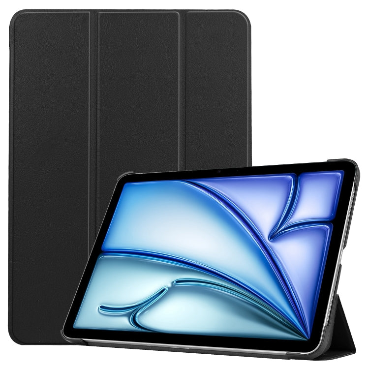 For iPad Air 11 2024 Custer Pure Color 3-Fold Holder Smart Leather Tablet Case(Black) - iPad Air 11 2024 Cases by PMC Jewellery | Online Shopping South Africa | PMC Jewellery | Buy Now Pay Later Mobicred