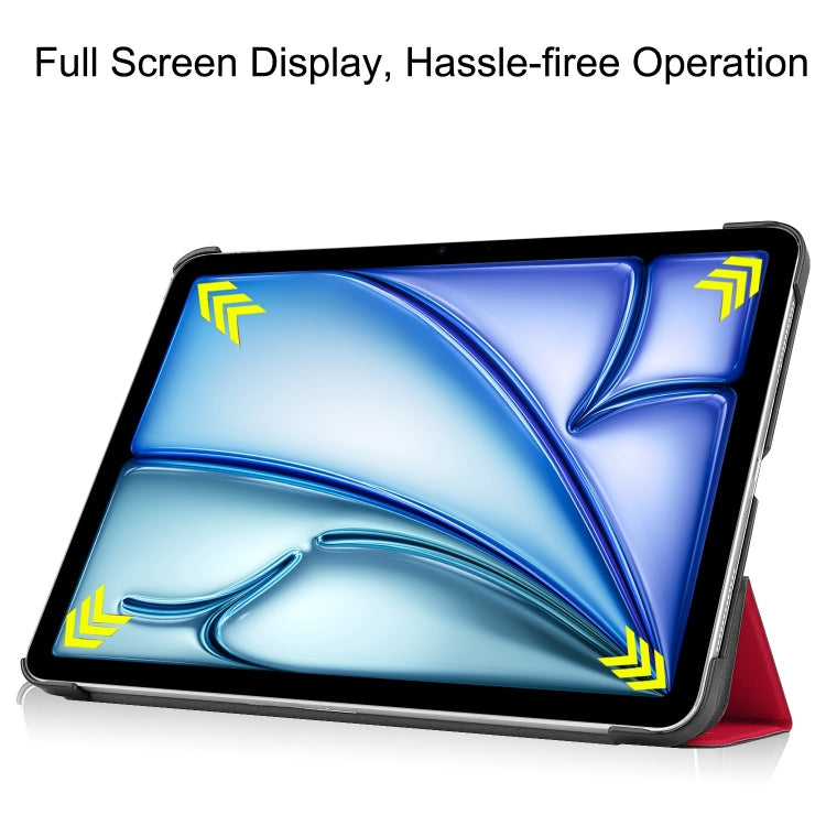For iPad Air 11 2025 / 2024 Custer Pure Color 3-Fold Holder Smart Leather Tablet Case(Red) - iPad Air 11 2025 / 2024 Cases by PMC TechLife | Online Shopping South Africa | PMC TechLife | Buy Now Pay Later Mobicred