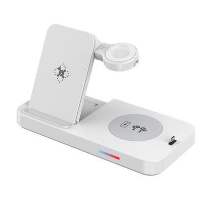 For Samsung Series 3 in 1 15W Earphones/Phones/Watch Fold Wireless Charger Stand(White) - Multifunction Charger by PMC Jewellery | Online Shopping South Africa | PMC Jewellery | Buy Now Pay Later Mobicred