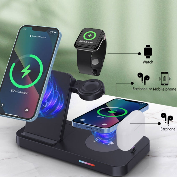 For Samsung Series 3 in 1 15W Earphones/Phones/Watch Fold Wireless Charger Stand(Black) - Multifunction Charger by PMC Jewellery | Online Shopping South Africa | PMC Jewellery | Buy Now Pay Later Mobicred