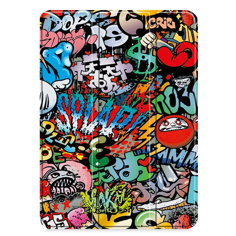 For iPad Pro 13 2024 Custer Painted 3-Fold Holder Smart Leather Tablet Case(Graffiti) - iPad Pro 13 2024 Cases by PMC Jewellery | Online Shopping South Africa | PMC Jewellery | Buy Now Pay Later Mobicred