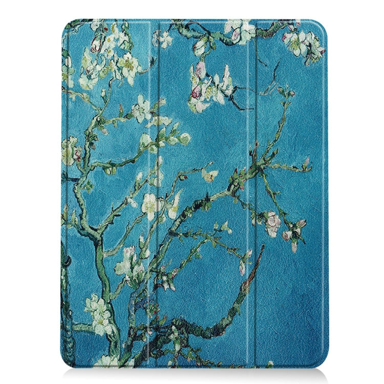 For iPad Air 11 2024 / 2025 Custer Painted 3-Fold Holder Smart Leather Tablet Case(Apricot Flower) - iPad Air 11 2025 / 2024 Cases by PMC Jewellery | Online Shopping South Africa | PMC Jewellery | Buy Now Pay Later Mobicred