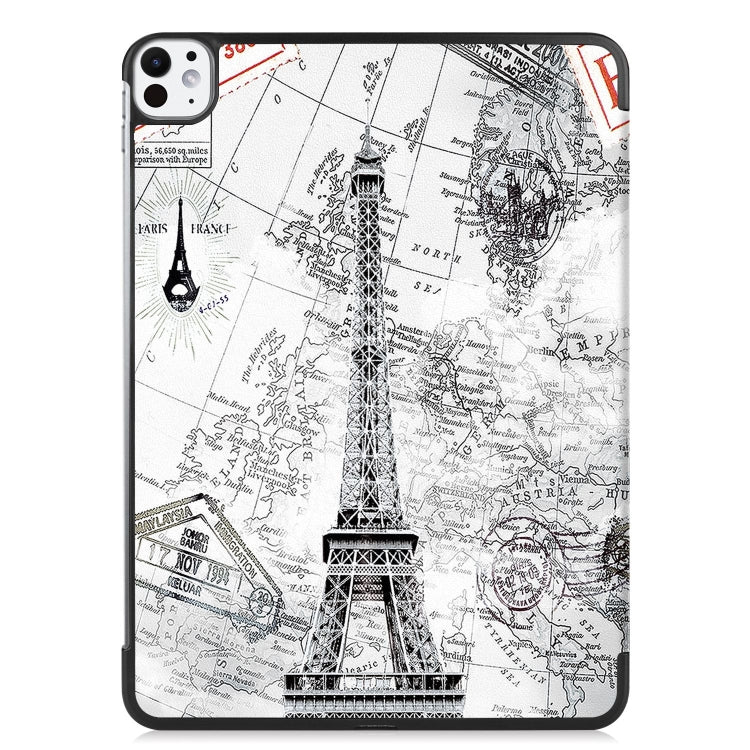 For iPad Pro 11 2024 Custer Painted 3-Fold Holder Smart Leather Tablet Case(Retro Tower) - iPad Pro 11 2024 Cases by PMC TechLife | Online Shopping South Africa | PMC TechLife | Buy Now Pay Later Mobicred