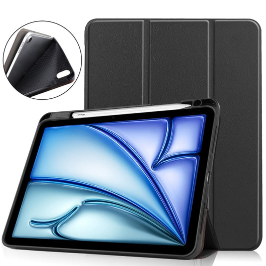 For iPad Air 11 2024 Custer TPU Pure Color 3-Fold Holder Smart Leather Tablet Case(Black) - iPad Air 11 2024 Cases by PMC Jewellery | Online Shopping South Africa | PMC Jewellery | Buy Now Pay Later Mobicred