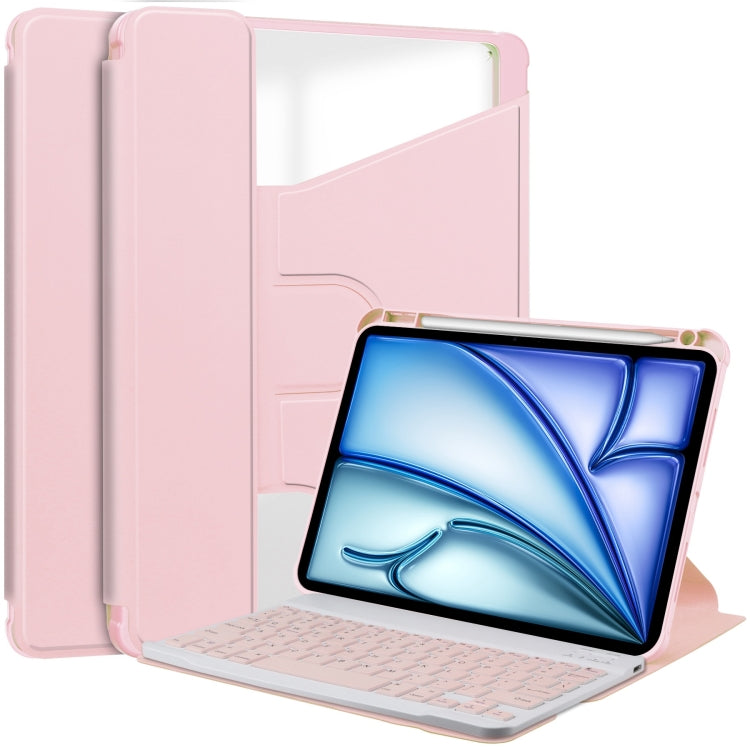 For iPad Air 13 2024 Transparent Rotation Smart Leather Tablet Case with Keyboard(Pink) - iPad Air 13 2024 Cases by PMC Jewellery | Online Shopping South Africa | PMC Jewellery | Buy Now Pay Later Mobicred