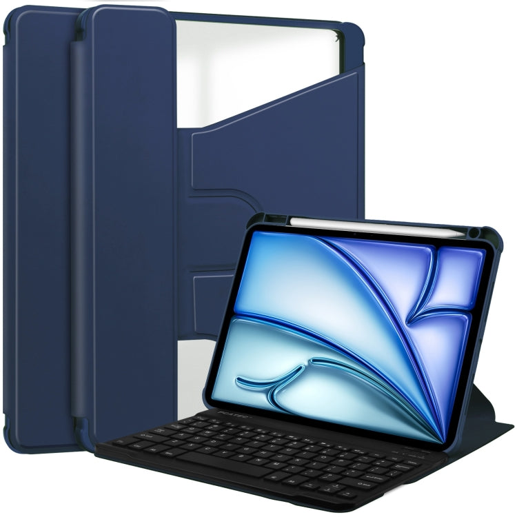 For iPad Air 11 2024 Transparent Rotation Smart Leather Tablet Case with Keyboard(Dark Blue) - iPad Air 11 2024 Cases by PMC Jewellery | Online Shopping South Africa | PMC Jewellery | Buy Now Pay Later Mobicred