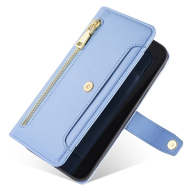 For Google Pixel 9 Pro XL Sheep Texture Cross-body Zipper Wallet Leather Phone Case(Blue) - Google Cases by PMC TechLife | Online Shopping South Africa | PMC TechLife | Buy Now Pay Later Mobicred