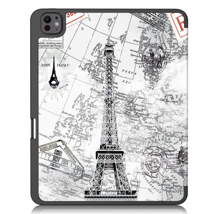 For iPad Pro 13 2024 Custer Painted 3-Fold Holder Smart Leather Tablet Case with Pen Tray(Eiffel Tower) - iPad Pro 13 2024 Cases by PMC Jewellery | Online Shopping South Africa | PMC Jewellery | Buy Now Pay Later Mobicred