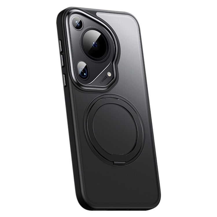 For Huawei Pura 70 Ultra Frosted 360 Rotating Holder Magnetic Full Coverage Shockproof Phone Case(Black) - Huawei Cases by PMC Jewellery | Online Shopping South Africa | PMC Jewellery | Buy Now Pay Later Mobicred