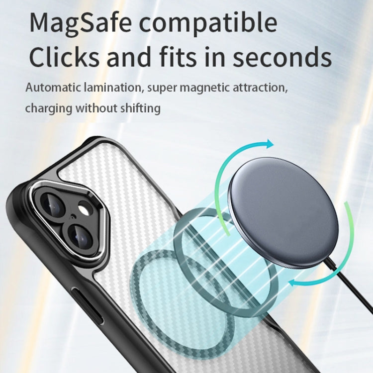 For iPhone 16 Plus Carbon Fiber Texture MagSafe Translucent Phone Case(Black) - iPhone 16 Plus Cases by PMC TechLife | Online Shopping South Africa | PMC TechLife | Buy Now Pay Later Mobicred