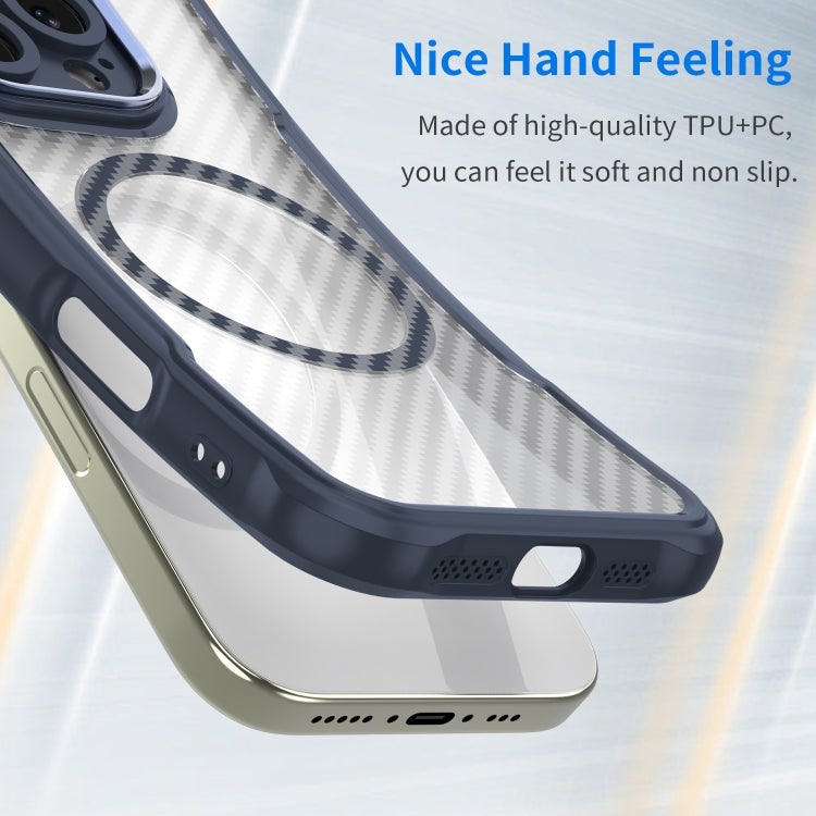 For iPhone 16e Carbon Fiber Texture MagSafe Translucent Phone Case(Blue) - free shipping - PMC TechLife - Order now!