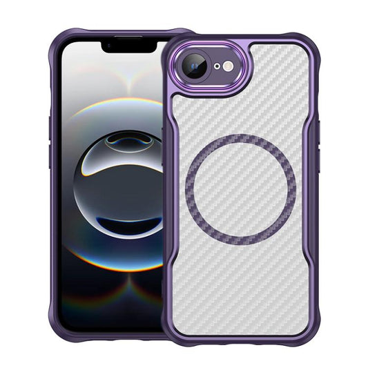 For iPhone 16e Carbon Fiber Texture MagSafe Translucent Phone Case(Purple) - iPhone 16e Cases by PMC Jewellery | Online Shopping South Africa | PMC Jewellery | Buy Now Pay Later Mobicred