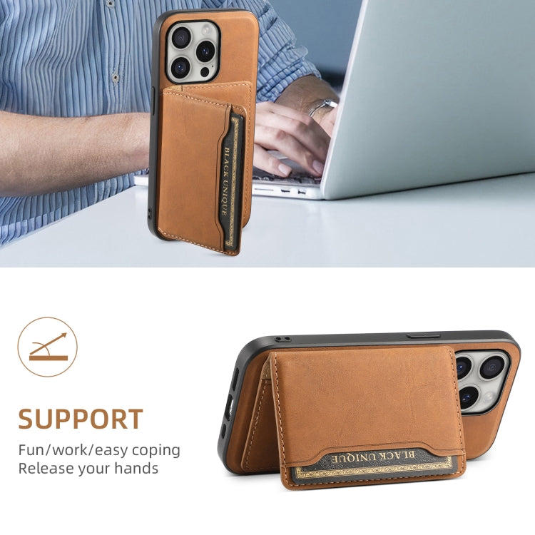 For iPhone 16 Pro Denior D13 Retro Texture Leather MagSafe Card Bag Phone Case(Brown) - iPhone 16 Pro Cases by Denior | Online Shopping South Africa | PMC Jewellery | Buy Now Pay Later Mobicred