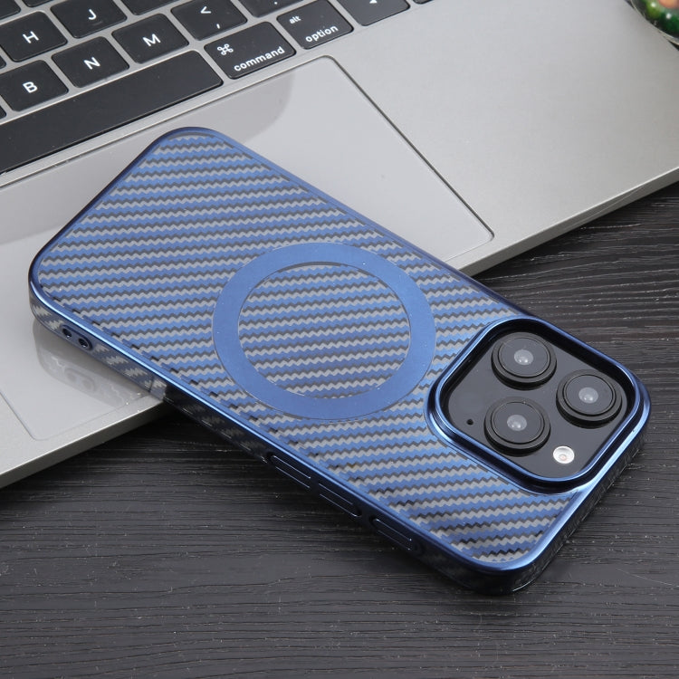 For iPhone 16 Pro 6D Plated Carbon Fiber Clear Magsafe PC Phone Case(Dream Blue) - iPhone 16 Pro Cases by PMC Jewellery | Online Shopping South Africa | PMC Jewellery | Buy Now Pay Later Mobicred