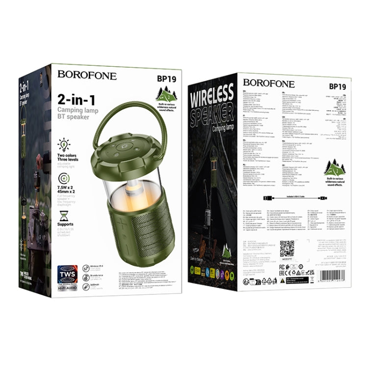 Borofone BP19 Travel Outdoor Bt Speaker With Camping Light(Green) - Desktop Speaker by Borofone | Online Shopping South Africa | PMC Jewellery | Buy Now Pay Later Mobicred