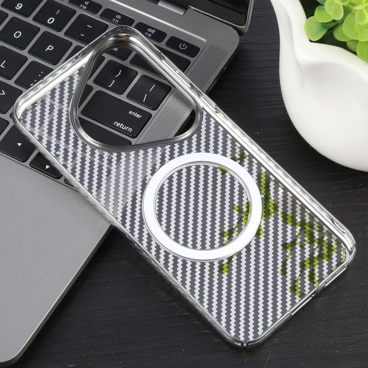 For Huawei Pura 70 Pro /70 Pro+ 6D Plated Carbon Fiber Clear Magsafe PC Phone Case(Starlight Silver) - Huawei Cases by PMC Jewellery | Online Shopping South Africa | PMC Jewellery | Buy Now Pay Later Mobicred