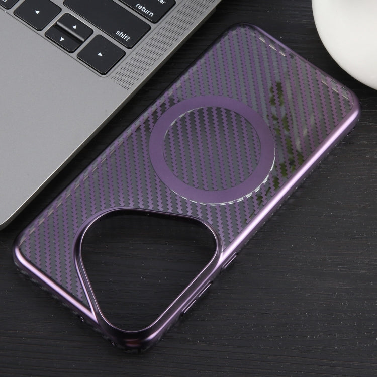 For Huawei Pura 70 Pro /70 Pro+ 6D Plated Carbon Fiber Clear Magsafe PC Phone Case(Aurora Purple) - Huawei Cases by PMC Jewellery | Online Shopping South Africa | PMC Jewellery | Buy Now Pay Later Mobicred