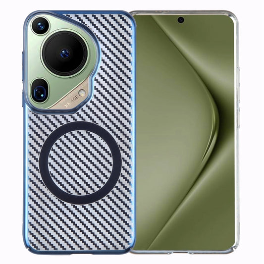 For Huawei Pura 70 Ultra 6D Plated Carbon Fiber Clear Magsafe PC Phone Case(Dream Blue) - Huawei Cases by PMC Jewellery | Online Shopping South Africa | PMC Jewellery | Buy Now Pay Later Mobicred