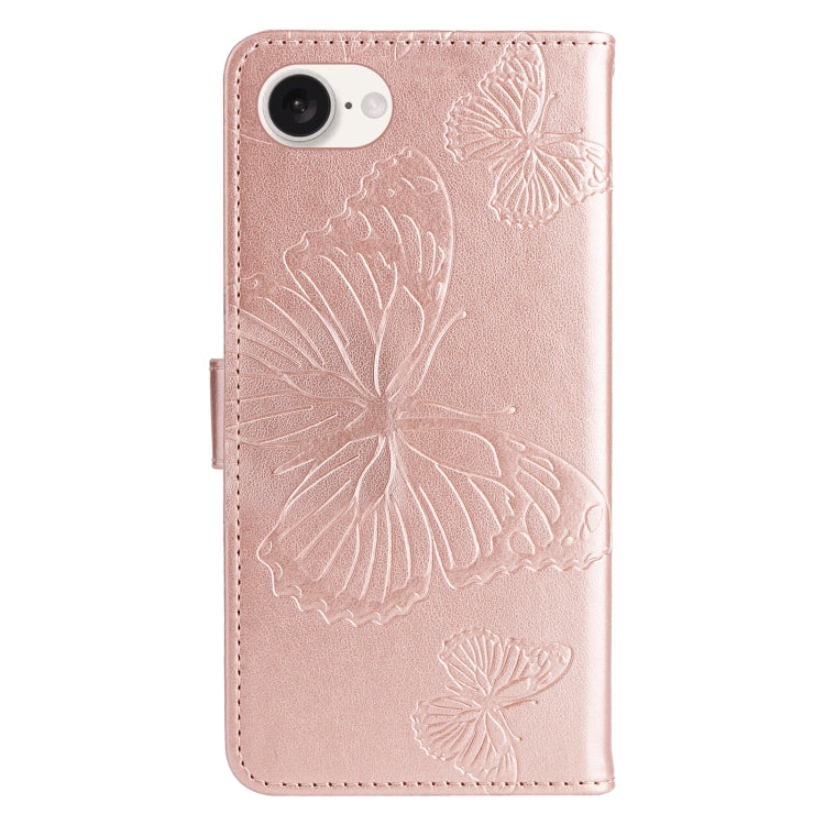 For iPhone SE 2024 3D Butterfly Embossed Pattern Flip Leather Phone Case(Rose Gold) - More iPhone Cases by PMC Jewellery | Online Shopping South Africa | PMC Jewellery | Buy Now Pay Later Mobicred