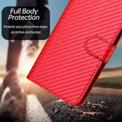 For Motorola Moto G Play 4G 2024 YX0070 Carbon Fiber Buckle Leather Phone Case with Lanyard(Red) - Motorola Cases by PMC Jewellery | Online Shopping South Africa | PMC Jewellery | Buy Now Pay Later Mobicred